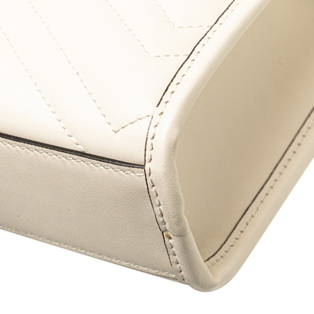 Gucci GG Marmont Shoulder Bag/Handbag 2WAY 696123 White Gold Leather Women's - Picture 4 of 10